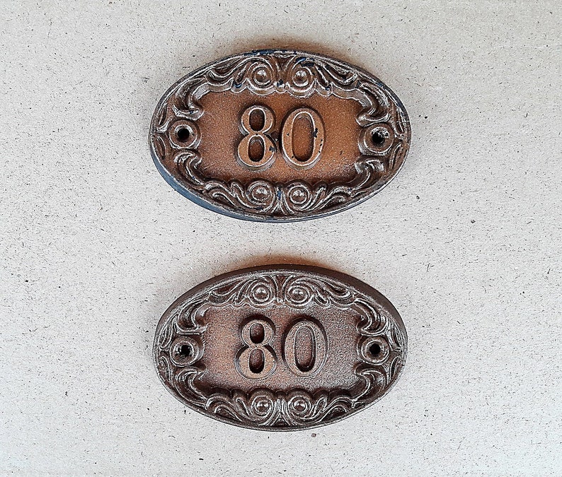Retro office room 80 door number plate USSR made Apt flat oval number sign vintage soviet