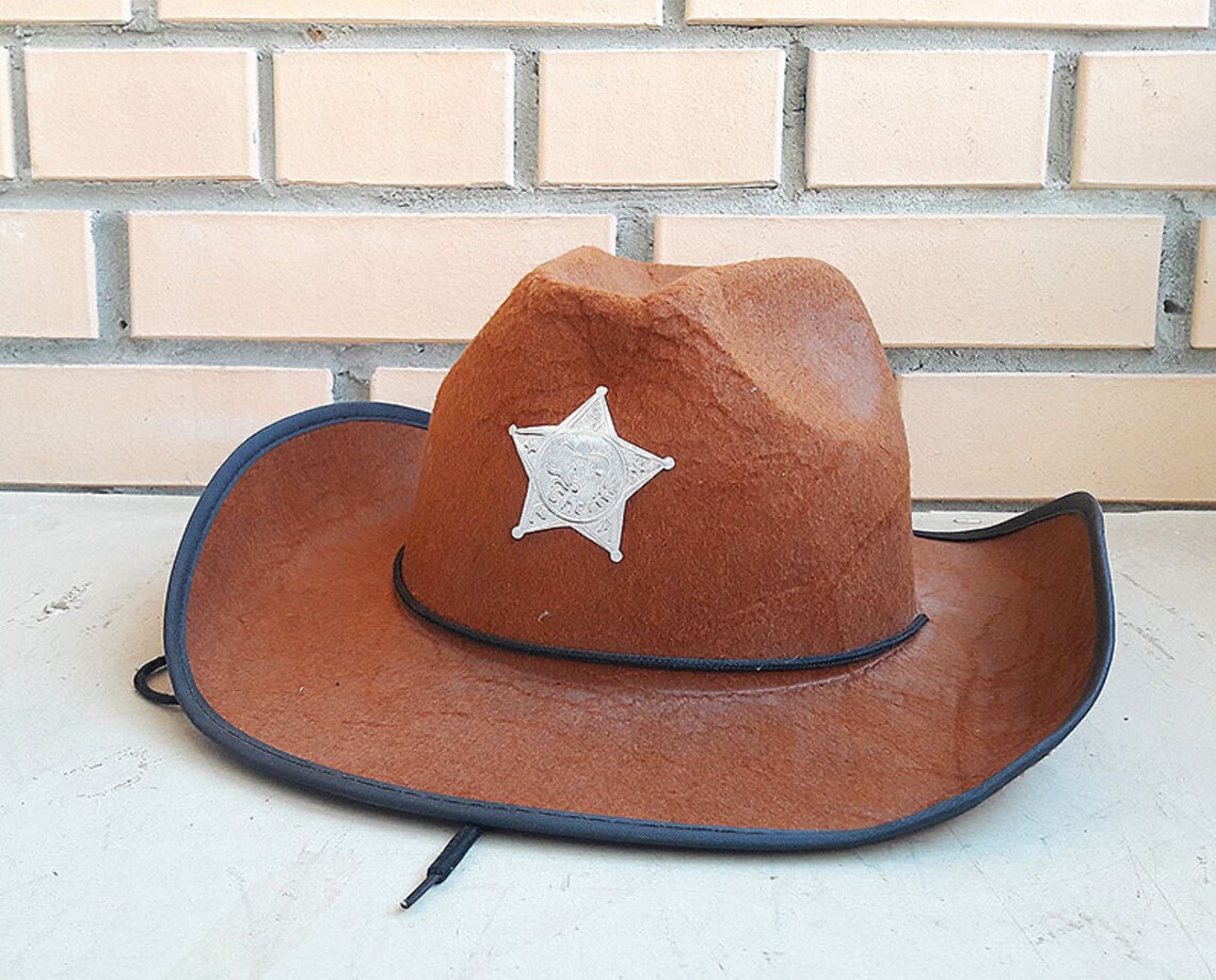 Vintage brown Sheriff hat cap homburg fedora Etsy