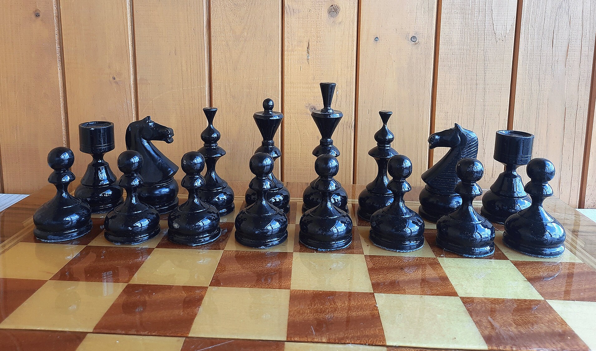 Big antique Kazakhstan style old wooden chess Hippopotamus Etsy