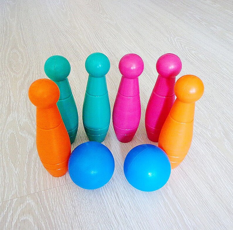 Vintage kids childrens bowling game of Soviet Era