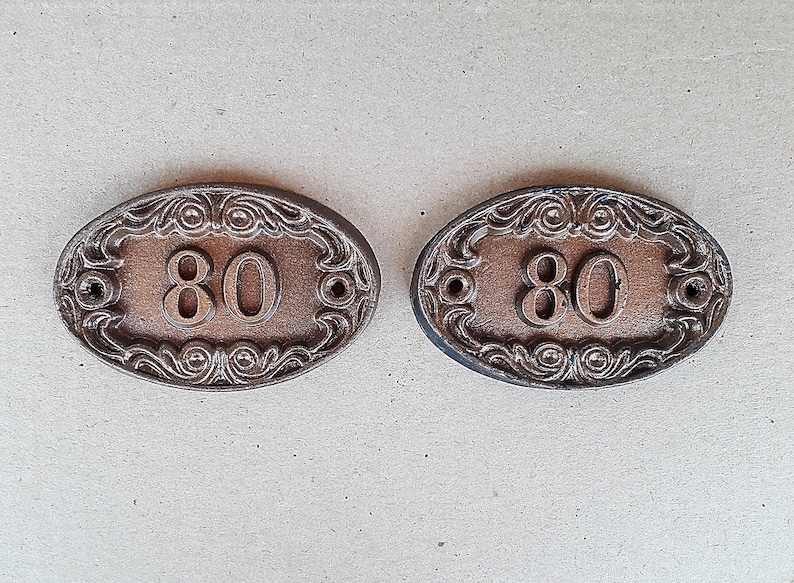 Retro office room 80 door number plate USSR made Apt flat oval number sign vintage soviet