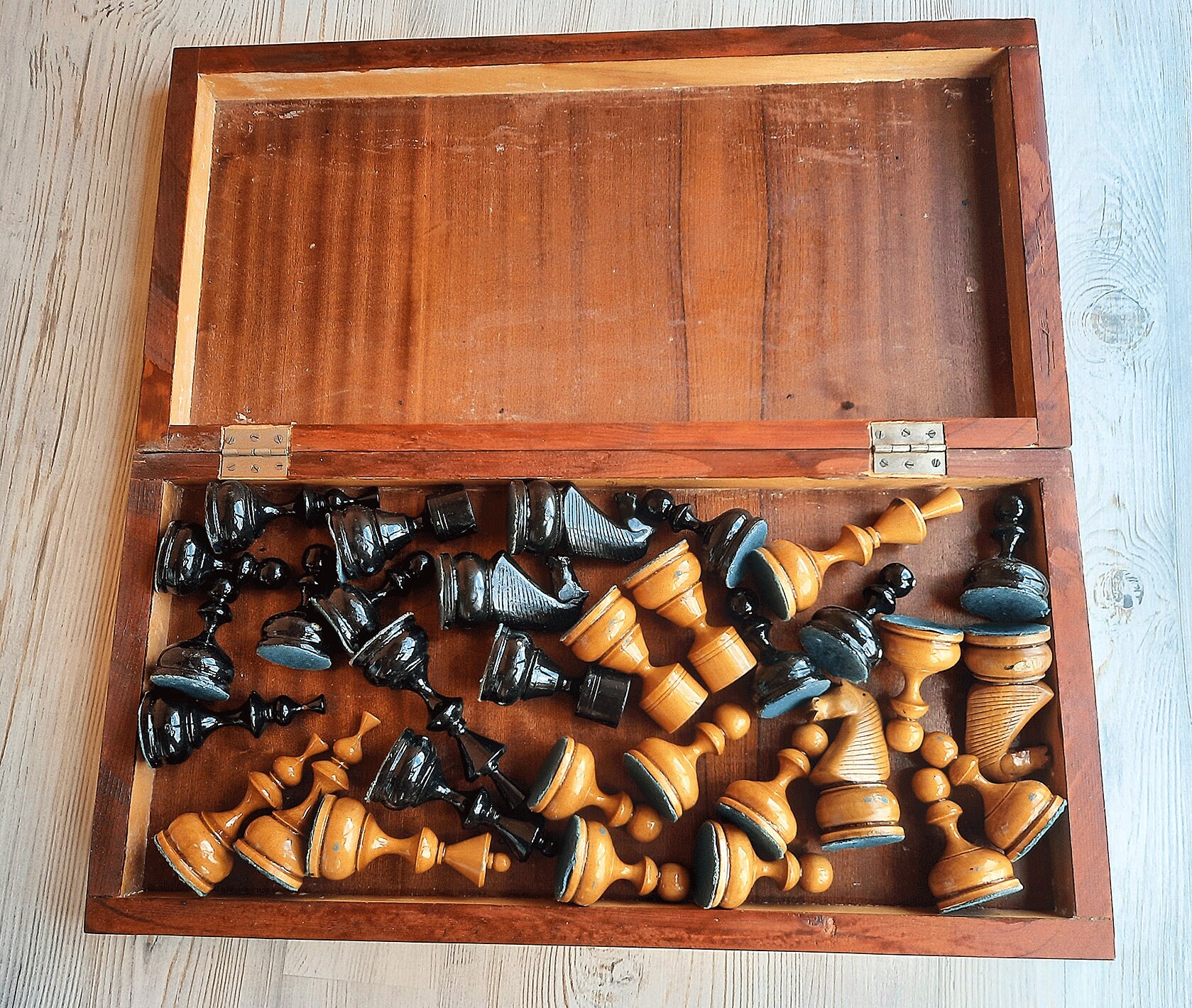 Big antique Kazakhstan style old wooden chess Hippopotamus Etsy