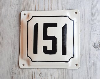 Old retro metal house building number plate plaque sign 48 USSR made