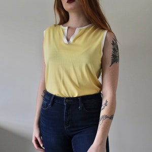 Vintage Yellow Sleeveless Top Retro Golf Blouse image 5