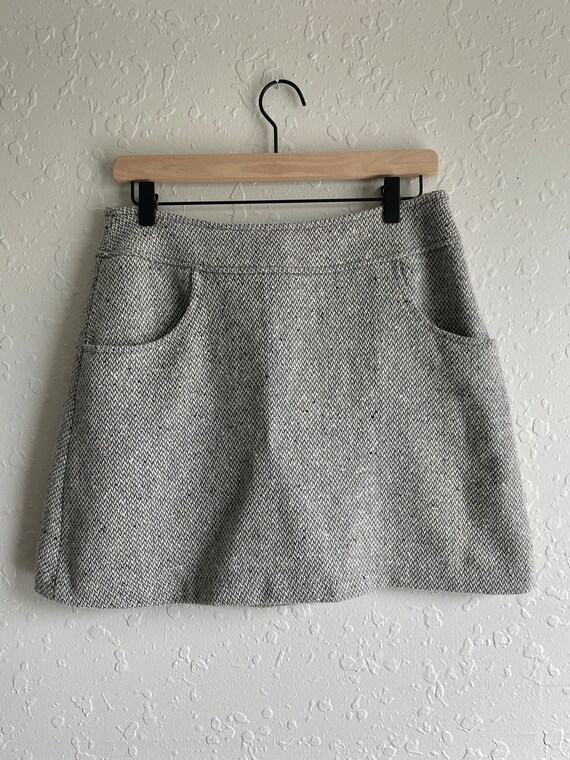 Grey Knit Mini Skirt Vintage Express Lined Skirt With Pockets Etsy UK