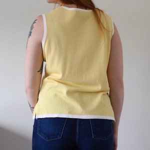 Vintage Yellow Sleeveless Top Retro Golf Blouse image 4