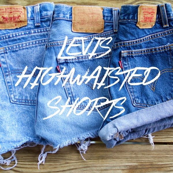 Levis High Waisted Shorts Custom | You Choose Levi Strauss Blue Rolled Frayed Shorts