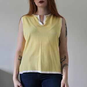 Vintage Yellow Sleeveless Top Retro Golf Blouse image 3