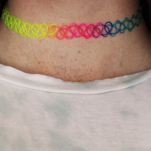 90's Rainbow Tattoo Choker