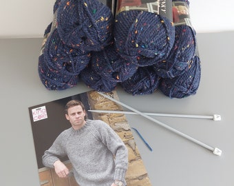 Kit tricot - Pull épais col rond homme facile à tricoter