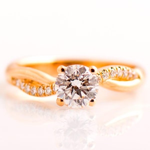 Knot Engagement Ring, 14K/18K Rose Gold, Unique Engagement Ring, Braided Engagement Ring, Half Twisted Ring, Infinity Engagement Ring