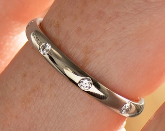 Bague diamant, bague diamants éternités 2,5 mm, bague empilable, bague en or blanc 14 carats / 18 carats, alliance, cadeau pour elle, diamant éternité