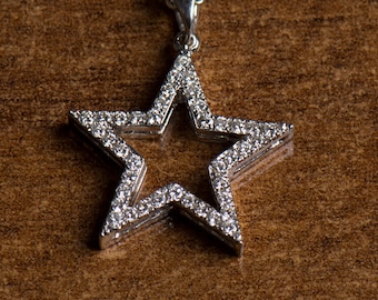 Diamonds Star Pendant, 18K White Gold And Diamond Necklace 0.35CT Clear Diamonds Pendant