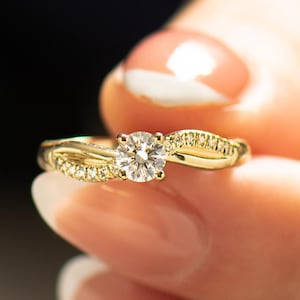 Twisted Engagement Ring, 14K/18K Gold, Unique Engagement Ring, Braided Engagement Ring, Half Twisted Ring, Infinity Engagement Ring, Knot