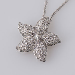 Starfish Diamonds Pendant, 14K / 18K White Gold Necklace, Star Pendant, Diamonds Gift, Bridal Pendant, Anniversary Pendant, Sea Jewelry image 2