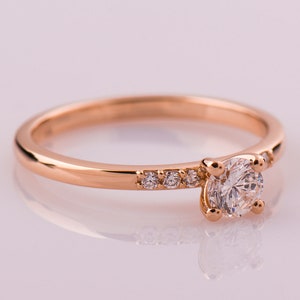 Dainty Engagement Ring, Rose Gold Diamond Ring, 14K Rose Gold Ring, Modern Diamond Ring, Diamond Engagement ring, Delicate Ring