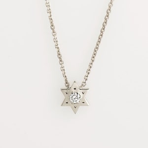 Sideways 925K Sterling Silver Star of David Necklace, Minimalist