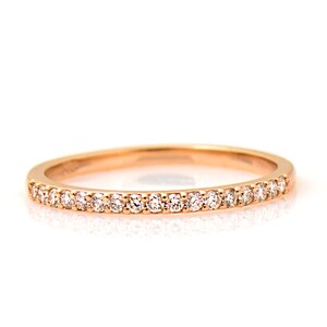 1.5 MM Pave Stack Ring, 14K / 18K Rose  Gold, Eternity Diamond Ring, Diamonds Wedding Ring, Half Eternity, Pave Diamond, Ring, Anniversary
