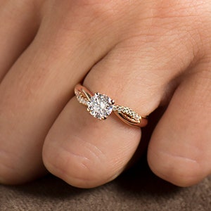 Twisted Engagement Ring, 14K/18K Gold, Unique Engagement Ring, Braided Engagement Ring, Half Twisted Ring, Infinity Engagement Ring, Knot