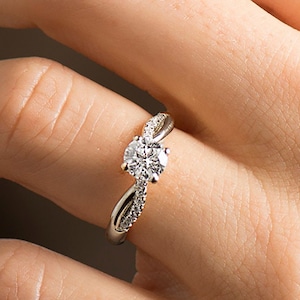 Twisted Engagement Ring, 14K/18K Gold, Unique Engagement Ring, Braided Engagement Ring, Half Twisted Ring, Infinity Engagement Ring, Knot