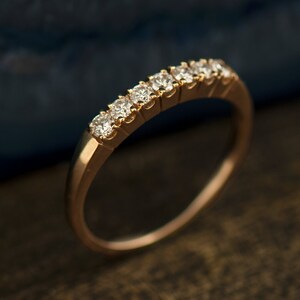 Seven Stones Ring, 14k Rose Gold, 18k Gold Ring, Wedding Diamonds Ring, Anniversary Ring, Diamonds Stack Ring, Half Eternity Ring