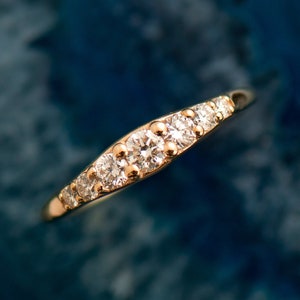 Dainty Engagement Ring, Diamond Wedding Ring, 14k Rose Gold, Daily wear, Diamonds Stack Ring, Seven Diamonds Ring