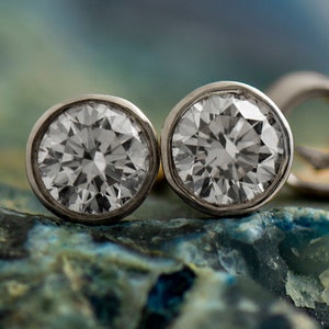 Round brilliant Diamond Earrings, 14K White gold Earrings, Diamond Stud Earrings, Round Diamond Studs, Gold Stud Earrings, Round Earrings