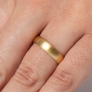 Matte Wedding Ring 14K / 18K Yellow Gold Ring, Plain Wedding Band, Brushed Wedding Band, Comfort Fit Wedding Band, Domed, Matte Wedding Ring