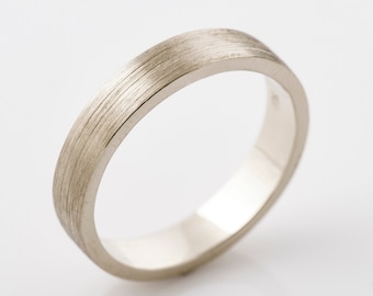 Brushed Wedding Band, 14K / 18K White Gold, Wedding Band, Flat Wedding Band, Man Gold Band, Matte wedding Ring, Plain Band, Wedding Ring