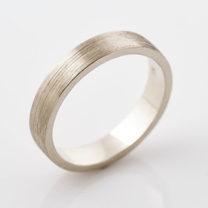 Brushed Wedding Band, 14K / 18K White Gold, Wedding Band, Flat Wedding Band, Man Gold Band, Matte wedding Ring, Plain Band, Wedding Ring