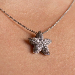 Starfish Diamonds Pendant, 14K / 18K White Gold Necklace, Star Pendant, Diamonds Gift, Bridal Pendant, Anniversary Pendant, Sea Jewelry image 5