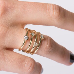 Stackable Rings Set, Diamonds Rings, 14K Yellow Gold Stacking Rings ...