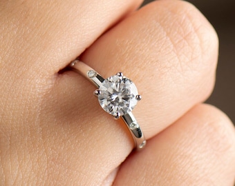 Diamond Engagement Ring, 14K/18K Gold, One Carat Enagement Ring, Flush Set Ring, Four Prong Engagement Ring, Simple Diamond Ring