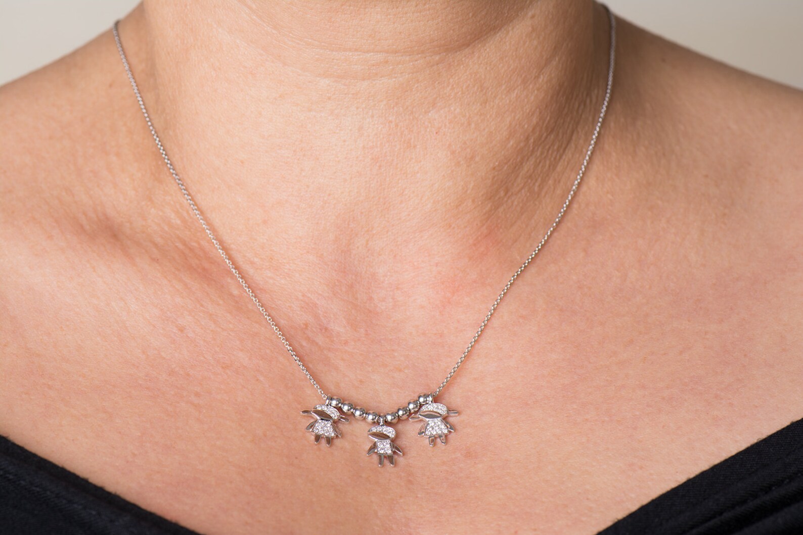 Children Pendant 18K White Gold Necklace Child Necklace Boy Etsy