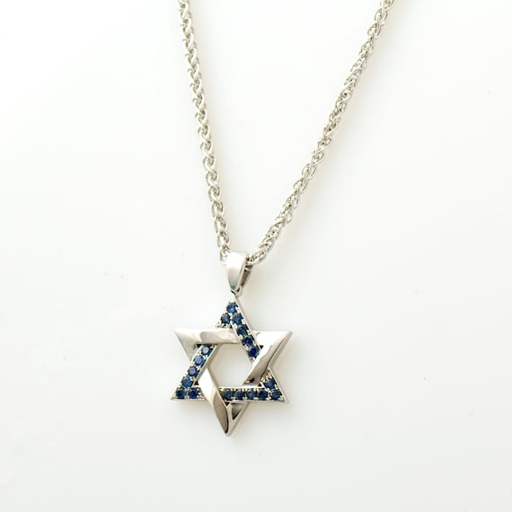 Mens white gold shop star of david necklace