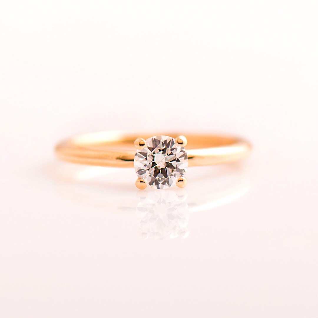 Anello di fidanzamento trilogia diamante oro bianco e rosa 18K - 0.192