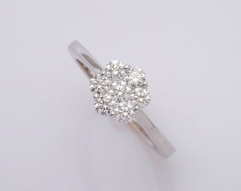 Diamonds Flower Ring, Snowflake Ring, 14K / 18K  Gold Ring, Unique Diamonds Ring, Cluster Ring, Gift Diamond Ring, Floral Ring, Petals