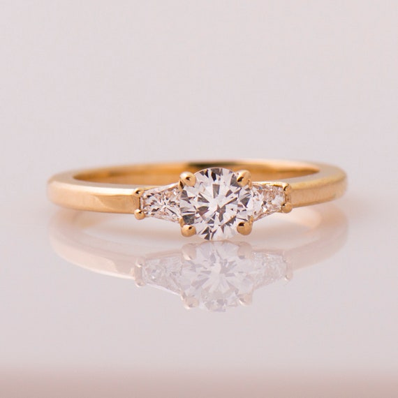 Einzigartige Form Diamant Ring Drei Steine Verlobungsring Etsy
