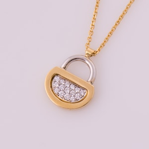 Purse Two Tone Necklace, 14K / 18K Yellow & White Gold, Diamonds Purse Necklace, Handbag Necklace, Feminine Diamonds Necklace, Chic Necklace