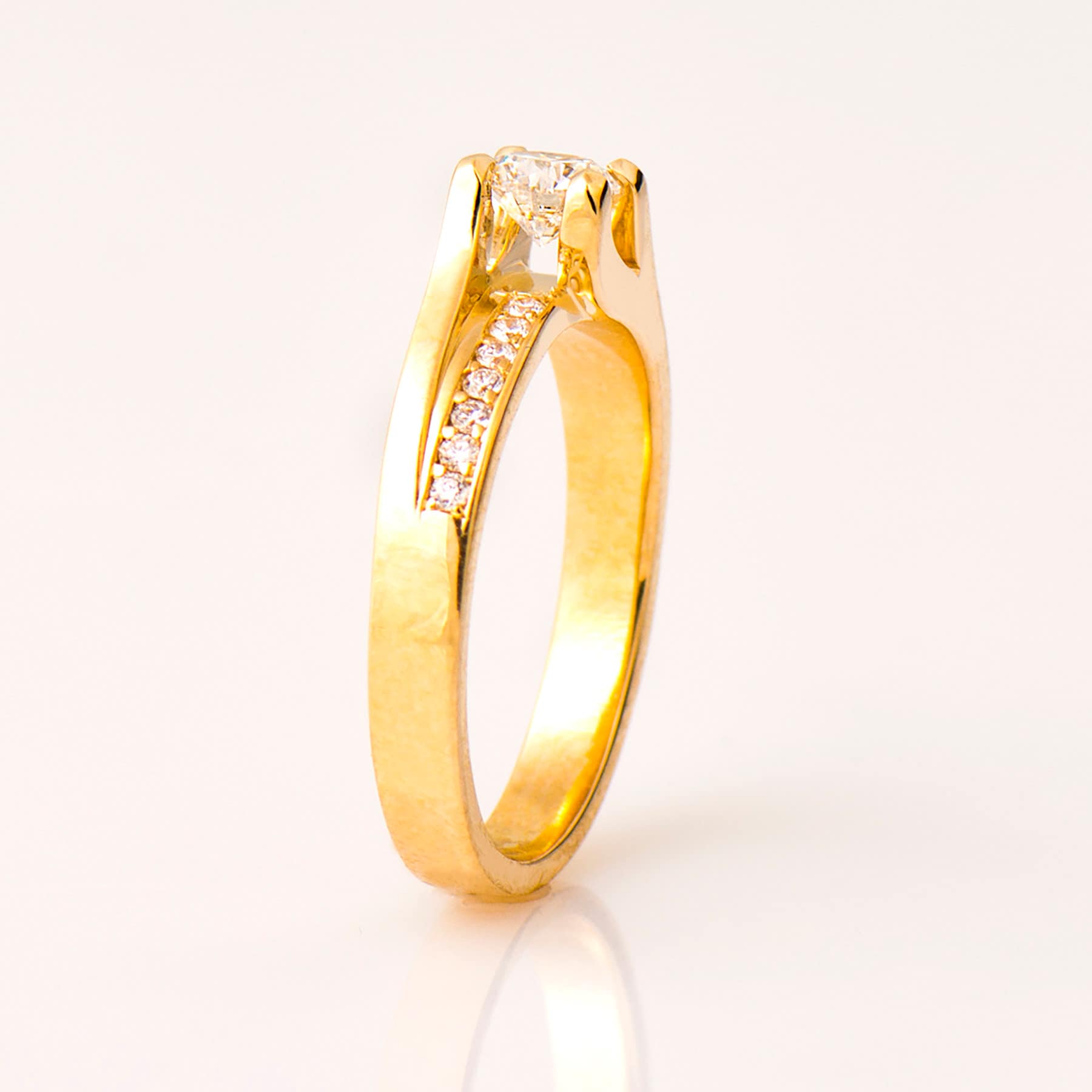 Twist Engagement Ring 14K Yellow Gold Ring Unique Diamond - Etsy Israel