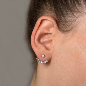 Ear Jacket Earrings 14k 18k Yellow Gold Diamond Earrings Etsy