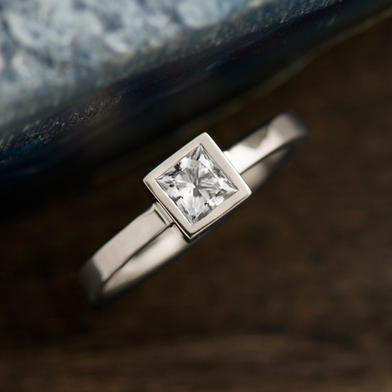 Cathedral Princess Cut Engagement Ring in Gold | Walker Metalsmiths