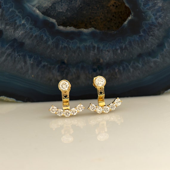 Orecchino A Farfalla In Oro Giallo 14kt Con Zirconi, Regalo Perfetto Per Ragazze E Bambini - Chiusura A Vite E Posteriore A Borchia