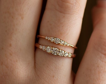 繊細な婚約指輪、ダイヤモンド結婚指輪、14金ローズゴールド、普段使い