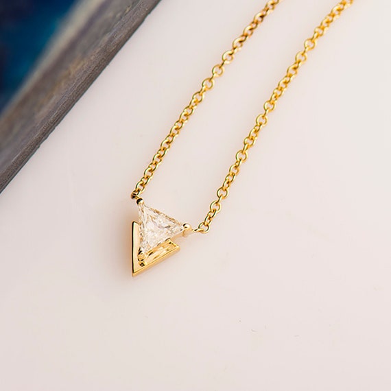 Numbering ♥ Mini Inverted Triangle Pendant Necklace Amazon.com: High Polish 14k White Gold Geometric Pendant