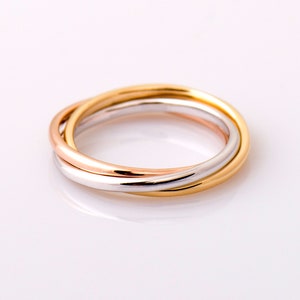 Three Tone Rolling Ring 14K / 18K Gold Wedding Band - Etsy