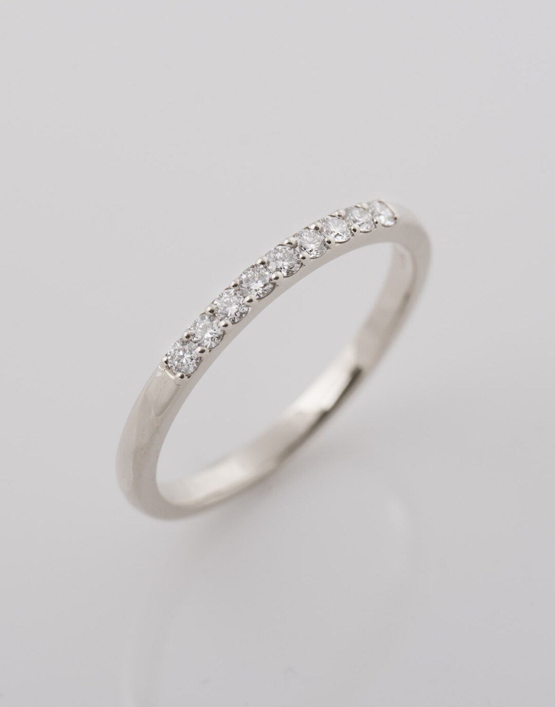 9 Diamond Ring, 14K / 18K White Gold Diamonds Band, 2 Mm Diamonds Band ...