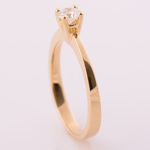 Diamond Engagement Ring, 14K Yellow Gold Diamond ring, Classic Diamond Ring, Delicate Engagement Ring, Reverse Tapered Band, Solitaire Ring image 4