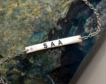 Personalized Bar Bracelet, 14K / 18K Gold,  Bracelet For Engraving, Engraved Bar bracelet, Customized Bracelet, Chain Bar Bracelet,