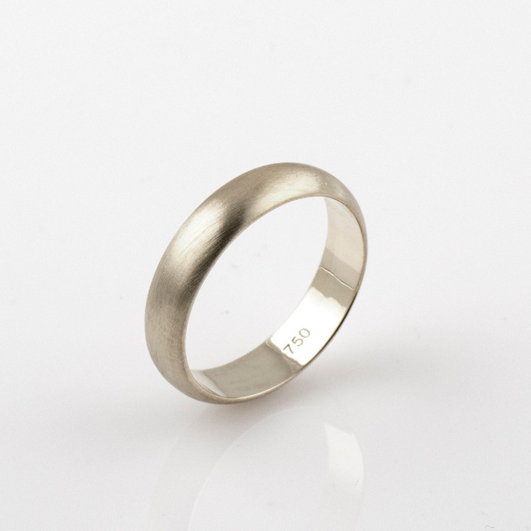 Matte Wedding Ring 14K / 18K White Gold Ring Plain Wedding - Etsy